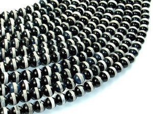 Black Onyx Beads, with White Line, 6mm Round Beads-Gems: Round & Faceted-BeadXpert