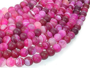 Matte Banded Agate Beads, Fuchsia Agate, 8mm Round Beads-Agate: Round & Faceted-BeadXpert