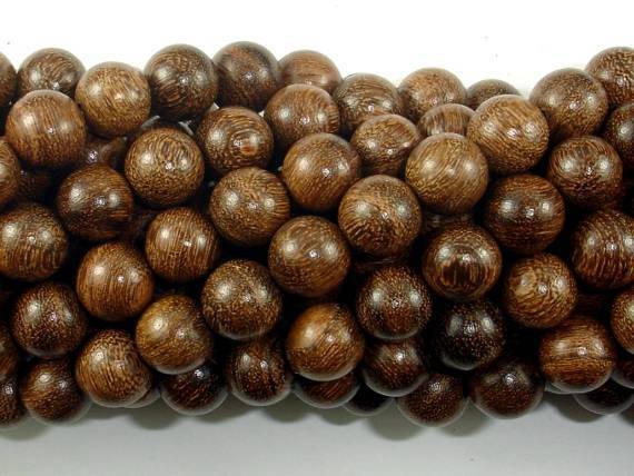 Gold Phoebe Ebony Beads, Gold Wire Sandalwood, 8mm Round Beads-Wood-BeadXpert