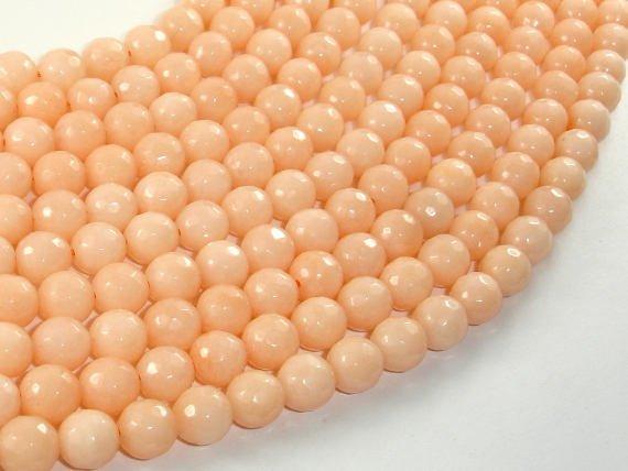 Jade Beads, Peach, 8mm Faceted Round-Gems: Round & Faceted-BeadXpert
