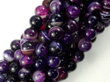 Banded Agate Beads, Purple, 10mm(10.3mm) Round-Agate: Round & Faceted-BeadXpert