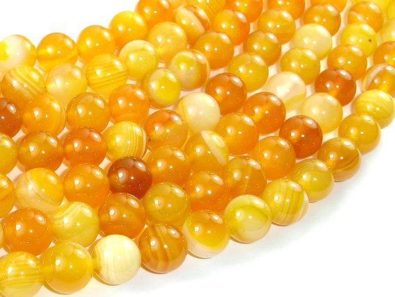 Banded Agate Beads, Yellow, 10mm (10.5mm) Round-Agate: Round & Faceted-BeadXpert