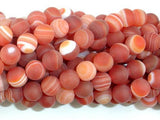 Matte Banded Agate Beads, Red & Orange, 8mm Round Beads-Agate: Round & Faceted-BeadXpert