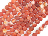 Matte Banded Agate Beads, Red & Orange, 8mm Round Beads-Agate: Round & Faceted-BeadXpert