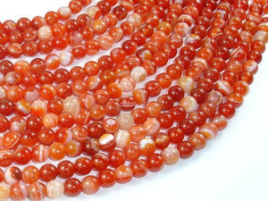 Banded Agate Beads, Red & Orange, 6 mm Round-Agate: Round & Faceted-BeadXpert