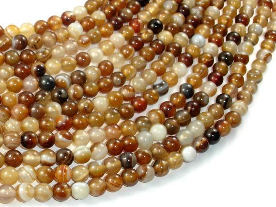 Banded Agate Beads, Brown, 6mm(6.3mm) Round-Agate: Round & Faceted-BeadXpert