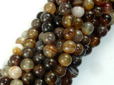 Banded Agate Beads, Brown, 8mm(8.4mm) Round-Agate: Round & Faceted-BeadXpert