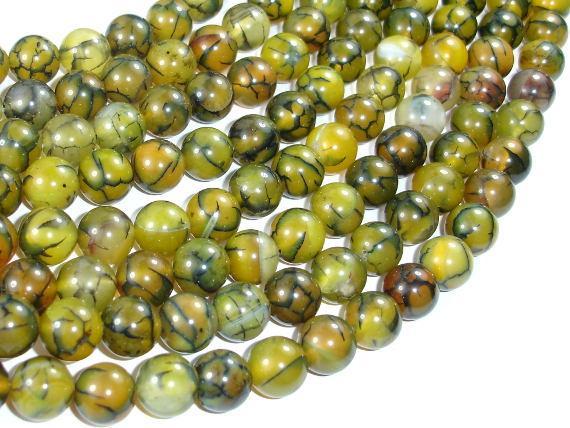 Dragon Vein Agate Beads, 10mm, Round Beads-Agate: Round & Faceted-BeadXpert