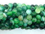 Matte Banded Agate Beads, Green, 8mm Round Beads-Agate: Round & Faceted-BeadXpert