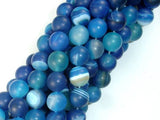Matte Banded Agate Beads, Blue, 10mm Round Beads-Agate: Round & Faceted-BeadXpert