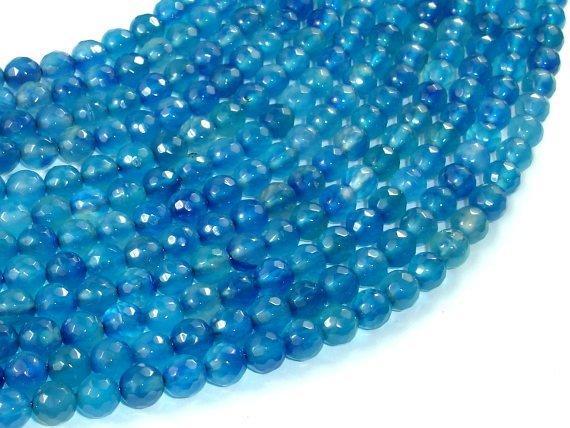 Blue Agate Beads, 6mm Faceted Round Beads-Agate: Round & Faceted-BeadXpert