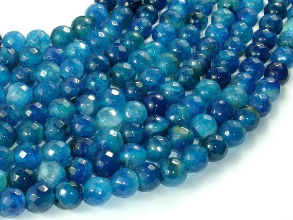 Blue Agate Beads, 8mm Faceted Round Beads-Agate: Round & Faceted-BeadXpert