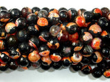 Agate Beads, Orange & Black, 8mm(8.3mm) Faceted-Agate: Round & Faceted-BeadXpert