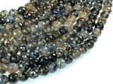 Dragon Vein Agate Beads, Black & Clear, 8mm Faceted Round Beads-Agate: Round & Faceted-BeadXpert