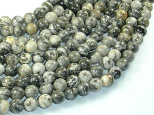 Gray Picture Jasper Beads, 8mm Round Beads-Gems: Round & Faceted-BeadXpert