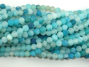Frosted Matte Agate - Light Blue, 4mm Round Beads-Agate: Round & Faceted-BeadXpert