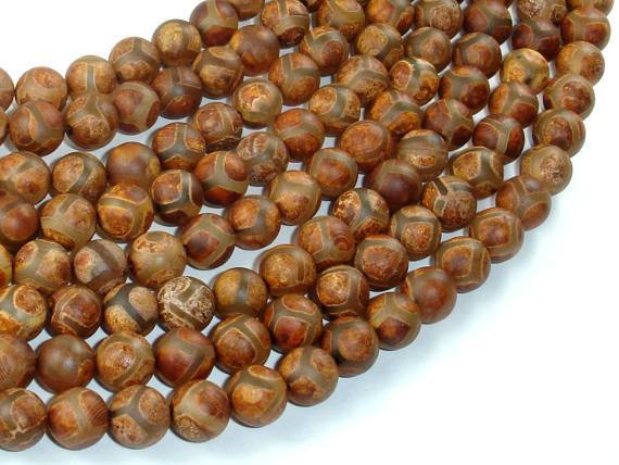 Tibetan Agate, 8mm Round Beads-Agate: Round & Faceted-BeadXpert