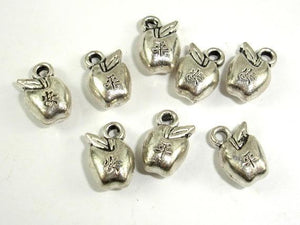 Apple Charms, Zinc Alloy, Antique Silver Tone, 7.5x12 mm, 20pcs-Metal Findings & Charms-BeadXpert