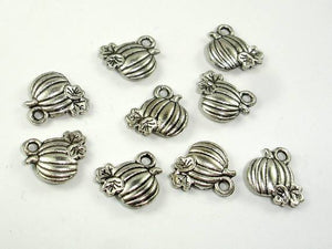 Pumpkin Charms, Zinc Alloy, Antique Silver Tone 20pcs-Metal Findings & Charms-BeadXpert