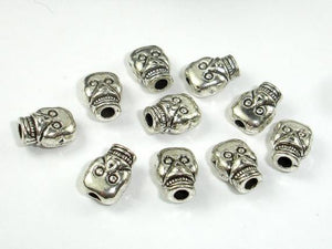 Skull Spacer, Zinc Alloy, Antique Silver Tone, 30pcs-Metal Findings & Charms-BeadXpert