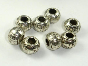 Metal Spacer-Drum, Metal Beads, Large Hole Spacer, Zinc Alloy 10pcs-Metal Findings & Charms-BeadXpert