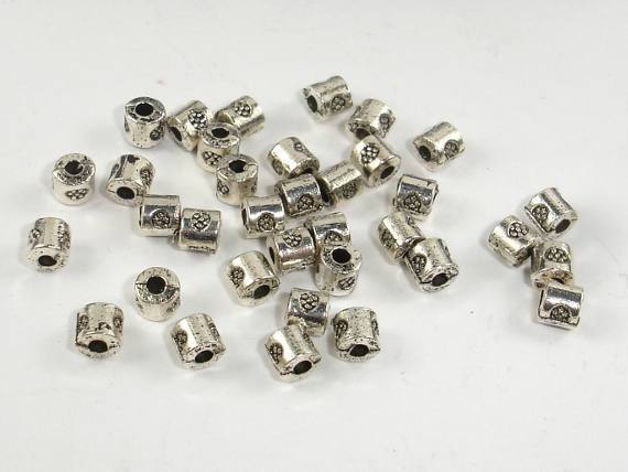 Metal Beads, Tube Spacer, Zinc Alloy, Antique Silver Tone 100pcs-Metal Findings & Charms-BeadXpert