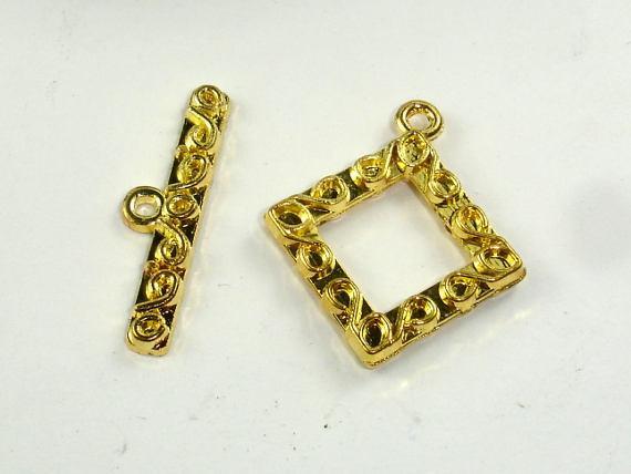 Square Toggle Clasps , Gold Tone, 4 sets-Metal Findings & Charms-BeadXpert