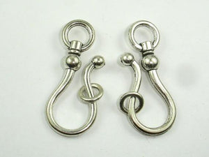 Metal Clasps, Hook and Eye, Antique Silver Tone, Hook 6 sets-Metal Findings & Charms-BeadXpert