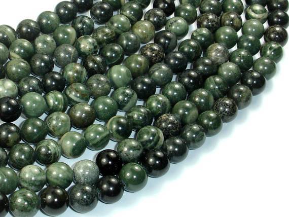 Green Rhodonite Beads, 8mm Round Beads-Gems: Round & Faceted-BeadXpert