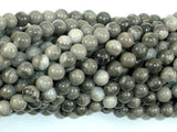 Black Fossil Jasper Beads, 6mm (6.3mm) Round Beads-Gems: Round & Faceted-BeadXpert