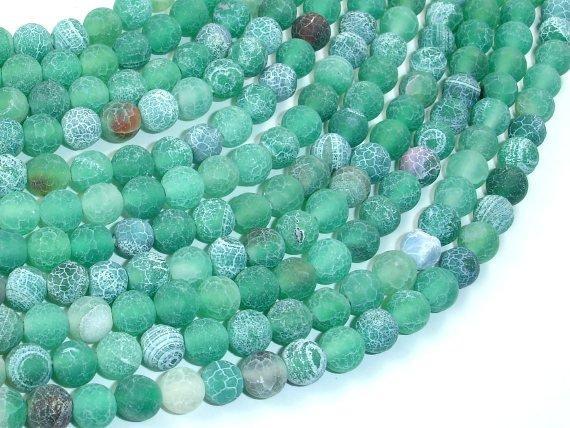 Frosted Matte Agate - Green, 6mm Round Beads-Agate: Round & Faceted-BeadXpert