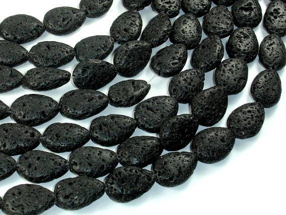 Black Lava, 13x18mm Flat Teardrop Beads-Gems: Nugget,Chips,Drop-BeadXpert