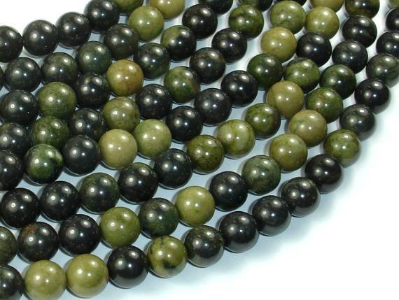 African Green Autumn Jasper Beads, 8mm (8.4mm)-Gems: Round & Faceted-BeadXpert