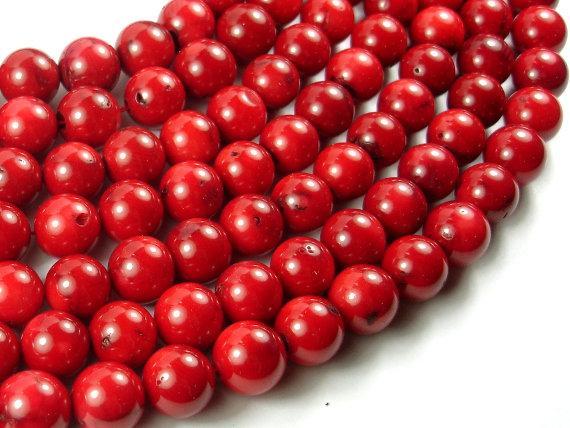 Red Bamboo Coral Beads, 12mm Round Beads-Gems: Round & Faceted-BeadXpert