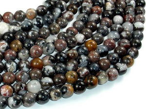 Mexican Black White Zebra Agate, 8mm Round Beads-Gems: Round & Faceted-BeadXpert