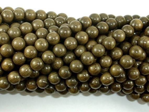 Green Silkwood Beads, 6mm Round Beads-Wood-BeadXpert