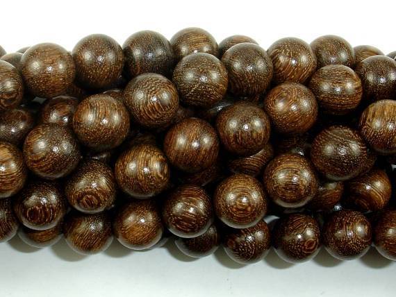 Gold Phoebe Ebony Beads, Gold Wire Sandalwood, 10mm Round Beads-Wood-BeadXpert