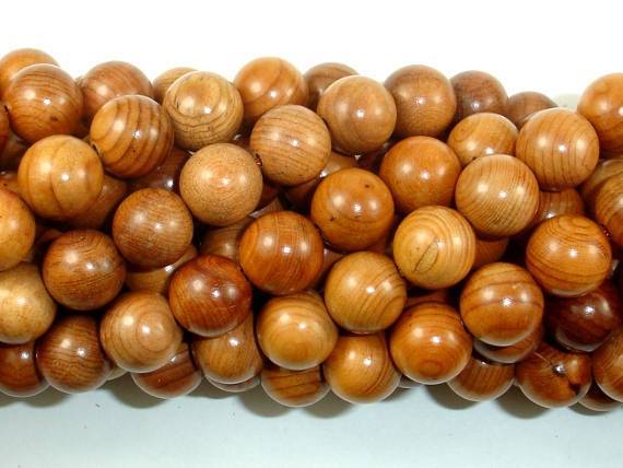 Taxus Chinensis Wood Beads, 10mm Round Beads-Wood-BeadXpert