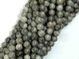 Black Fossil Jasper Beads, 6mm (6.3mm) Round Beads-Gems: Round & Faceted-BeadXpert