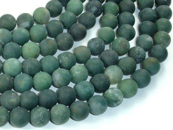 Matte Moss Agate Beads, 10mm Round Beads-Gems: Round & Faceted-BeadXpert
