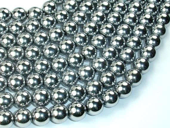 Hematite Beads, Silver, 10mm Round Beads-Gems: Round & Faceted-BeadXpert