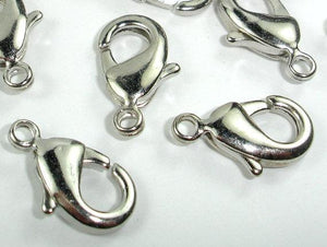 Lobster Claw Clasp, Rhodium Plated Copper, 20 pcs-Metal Findings & Charms-BeadXpert