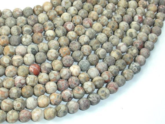 Matte Fossil Jasper Beads, 6mm Round Beads-Gems: Round & Faceted-BeadXpert