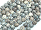 Rain Flower Stone, Light Gray, White, 8mm Round Beads-Gems: Round & Faceted-BeadXpert