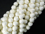 Tridacna Shell Beads, 8mm Carved Lotus Flower Round Beads-Gems: Round & Faceted-BeadXpert