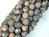 Matte Rhodonite Beads, 10mm, Round Beads-Gems: Round & Faceted-BeadXpert