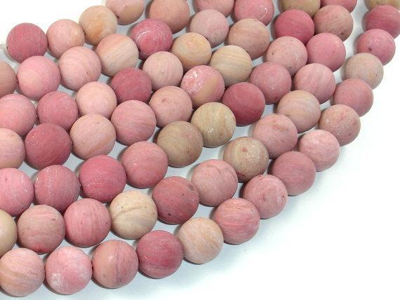 Matte Rhodonite Beads, 10mm Round Beads-Gems: Round & Faceted-BeadXpert