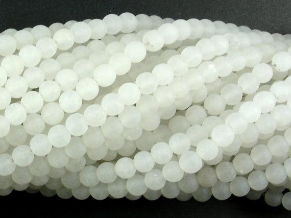 Matte White Jade Beads, 4mm Round Beads-Gems: Round & Faceted-BeadXpert