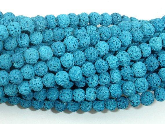 Blue Lava Beads, 6mm (6.5mm) Round Beads-Gems: Round & Faceted-BeadXpert