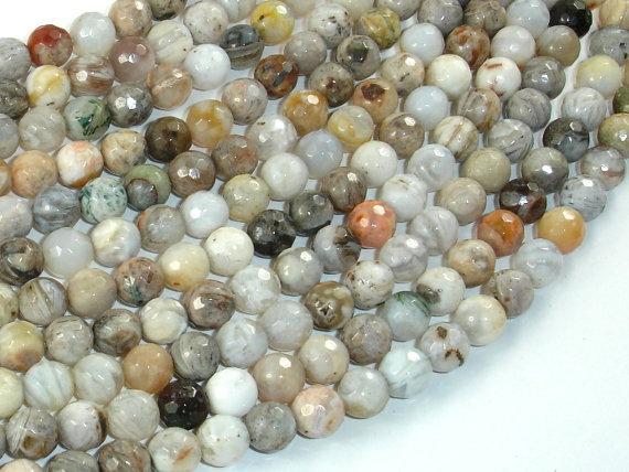 Bamboo Leaf Agate Beads, 6mm(6.4mm) Faceted Round Beads-Gems: Round & Faceted-BeadXpert